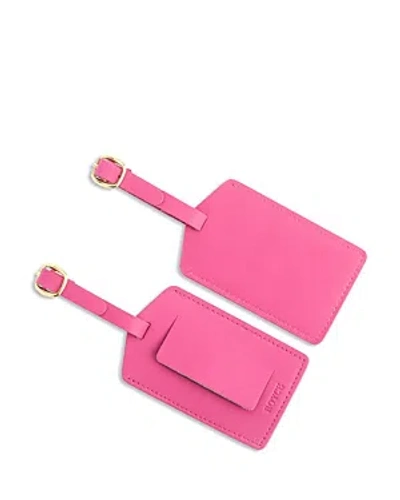 Royce New York Leather Luggage Tag In Pink
