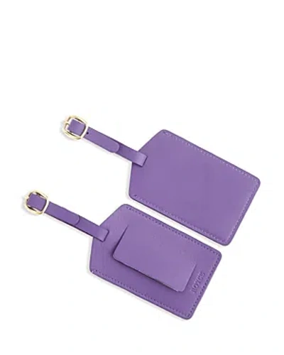 Royce New York Leather Luggage Tag In Purple