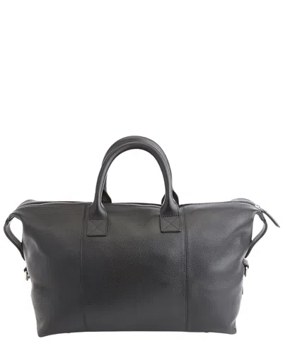 Royce New York Leather Overnight Duffel Bag In Black