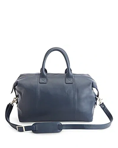 Royce New York Leather Overnighter Duffel Bag In Navy Blue