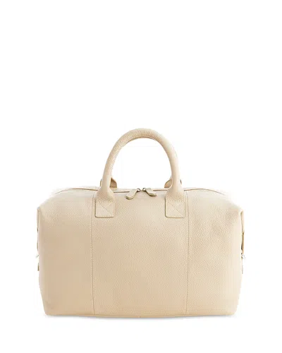Royce New York Leather Overnighter Duffel Bag In Taupe