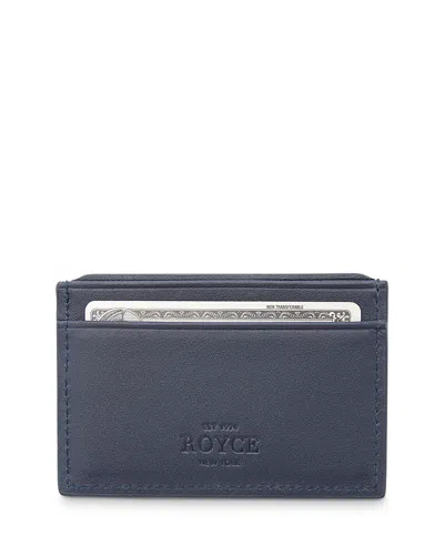 Royce New York Leather Rfid-blocking Executive Slim Credit Card Case In Navy Blue
