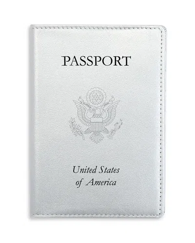 Royce New York Leather Rfid-blocking Gold-accented U.s. Passport Case In Silver