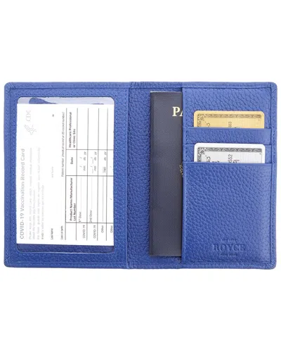 Royce New York Leather Rfid Blocking Passport Cover With Card Slots In Blue