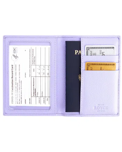 Royce New York Leather Rfid Blocking Passport Cover With Card Slots In Purple