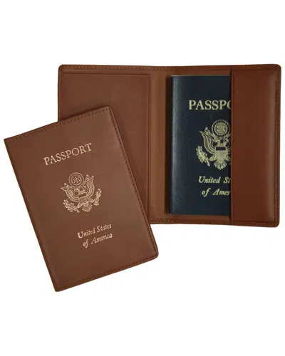 Royce New York Leather Rfid Blocking Passport Holder With Us Seal In Brown