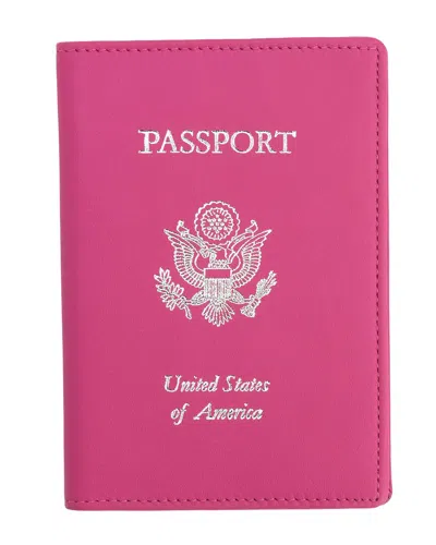 Royce New York Leather Rfid Blocking Passport Holder With Us Seal In Pink