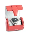 Royce New York Leather Single Watch Travel Roll Case In Red