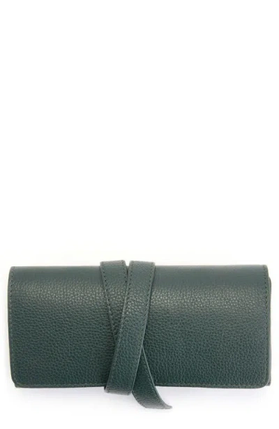 Royce New York Leather Tech Cord Organizer Roll In Dark Green