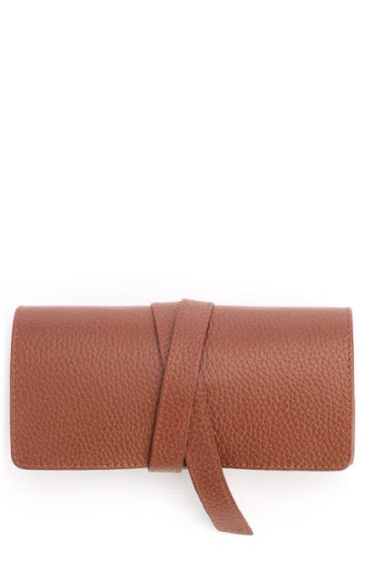 Royce New York Leather Tech Cord Organizer Roll In Tan