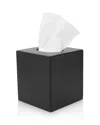 Royce New York Leather Tissue Box Holder In Black