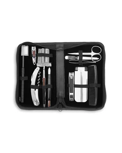 Royce New York Leather Travel & Grooming Toiletry Kit In Black