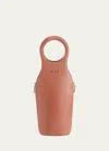 Royce New York Monogrammed Leather Wine Champagne Bottle Carrying Case In Tan
