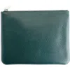 Royce New York Leather Zip Travel Pouch In Dark Green