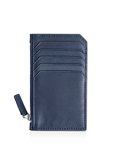 Royce New York Leather Zipper Credit Card Case In Blue
