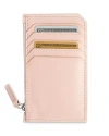 Royce New York Leather Zipper Credit Card Case In Blush Pink
