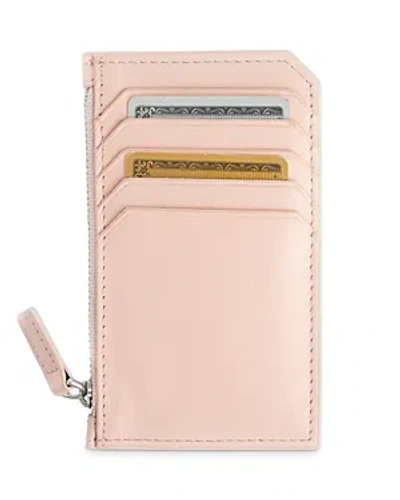 Royce New York Leather Zipper Credit Card Case In Blush Pink