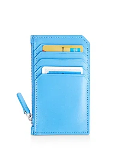 Royce New York Leather Zipper Credit Card Case In Light Blue