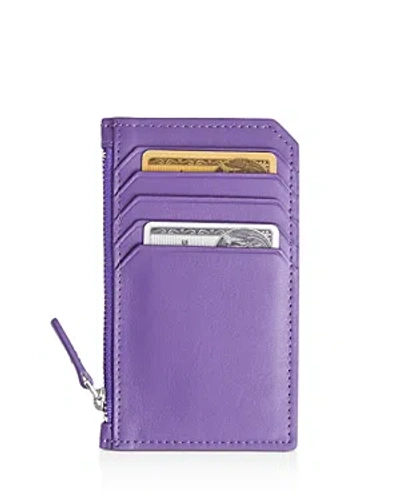 Royce New York Leather Zipper Credit Card Case In Purple