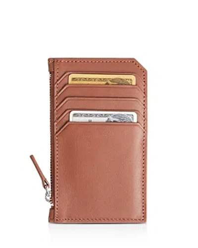 Royce New York Leather Zipper Credit Card Case In Tan