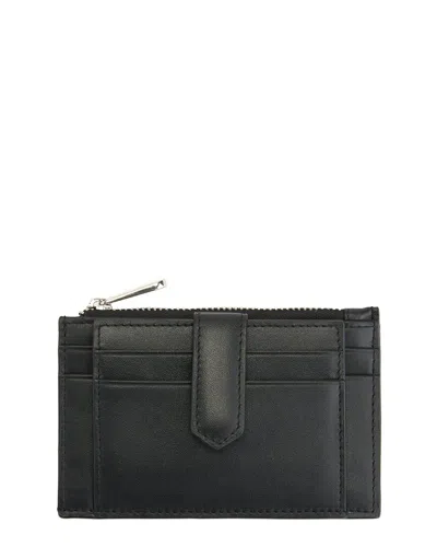 Royce New York Leather Zippered Compact Card Case Wallet In Black