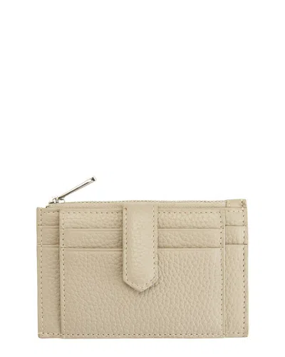 Royce New York Leather Zippered Compact Card Case Wallet In Neutral