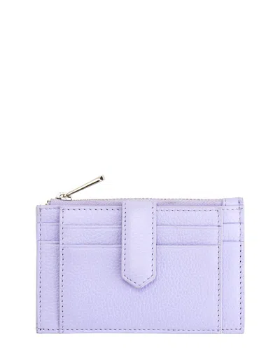 Royce New York Leather Zippered Compact Card Case Wallet In Purple