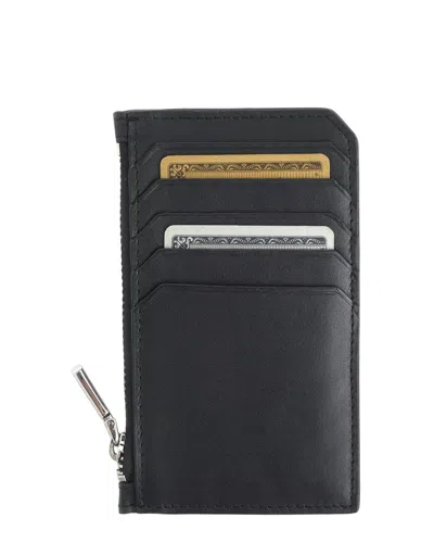 Royce New York Leather Zippered Credit Card Wallet In Black
