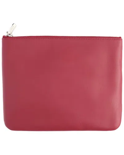 Royce New York Leather Zippered Travel Organizer Pouch In Red