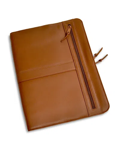 Royce New York Luxury Leather Zip-around Portfolio & Ipad Tablet Organizer In Brown