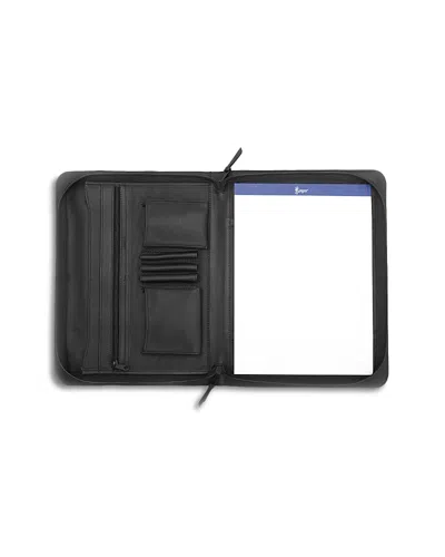 Royce New York Luxury Leather Zip-around Portfolio & Ipad Tablet Organizer In Black