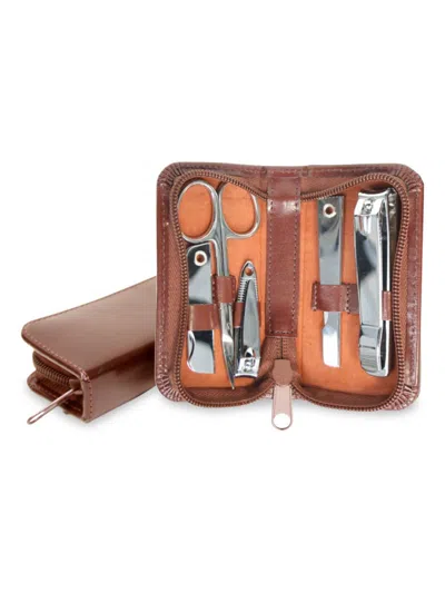 Royce New York Men's 5-piece Compact Manicure Grooming Kit In Tan