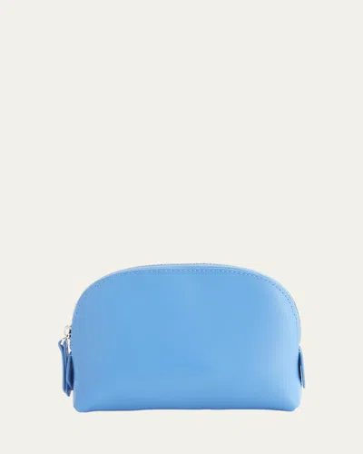 Royce New York Monogrammed Compact Leather Cosmetic Bag In Blue