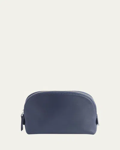 Royce New York Monogrammed Compact Leather Cosmetic Bag In Blue