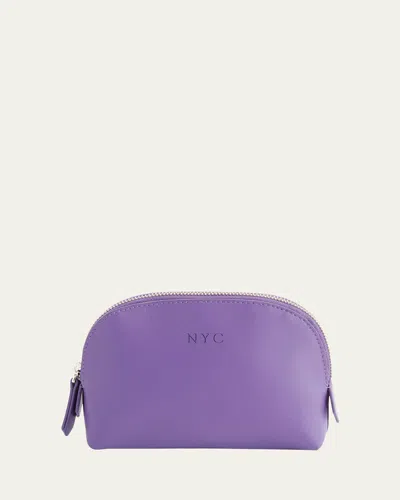 Royce New York Monogrammed Compact Leather Cosmetic Bag In Purple