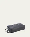 Royce New York Monogrammed Compact Leather Toiletry Bag In Black