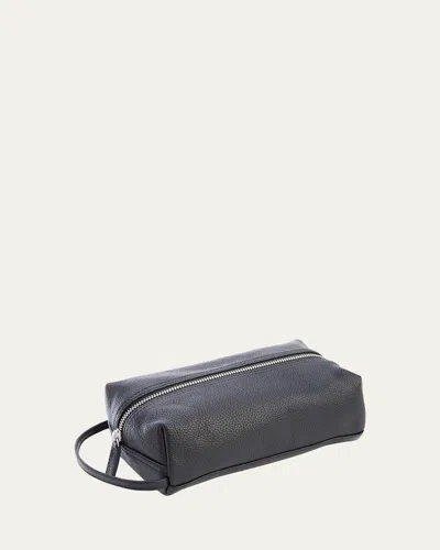 Royce New York Monogrammed Compact Leather Toiletry Bag In Black