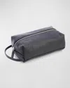 Royce New York Monogrammed Compact Leather Toiletry Bag In Black