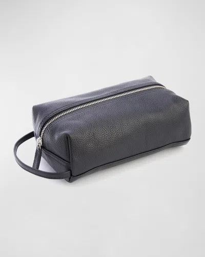 Royce New York Monogrammed Compact Leather Toiletry Bag In Black