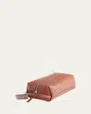 Royce New York Monogrammed Compact Leather Toiletry Bag In Brown