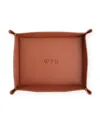 Royce New York Monogrammed Large Catchall Leather Valet Tray In Tan