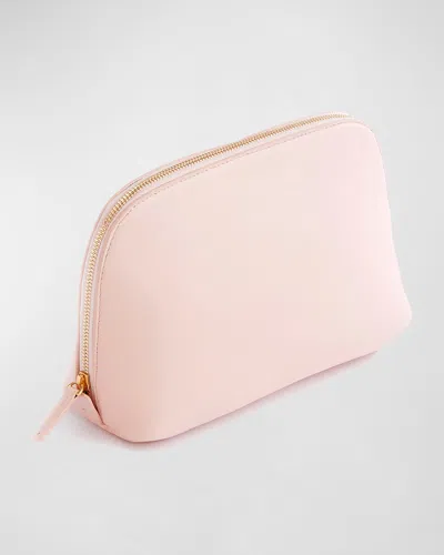 Royce New York Monogrammed Large Leather Cosmetic Bag In Pink