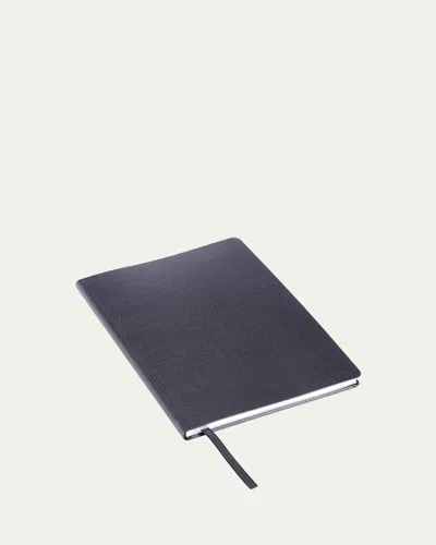 Royce New York Monogrammed Leather Bound Executive Notebook In Black