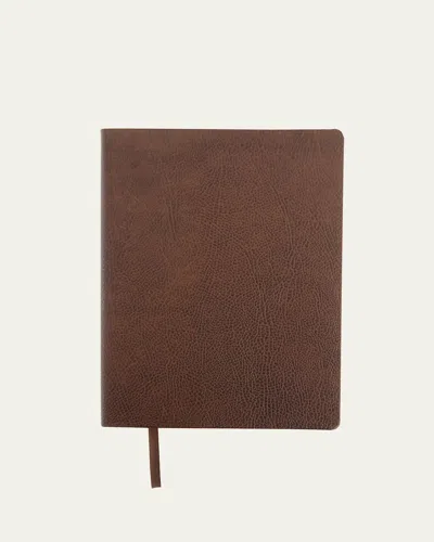 Royce New York Monogrammed Leather Bound Executive Notebook In Brown