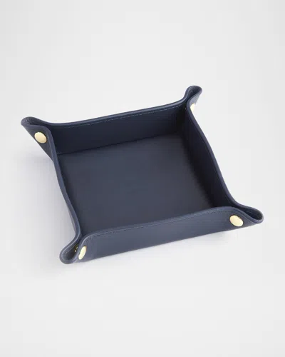 Royce New York Monogrammed Leather Catchall Valet Tray In Blue