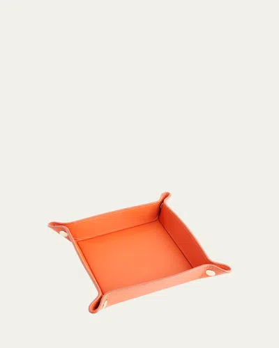 Royce New York Monogrammed Leather Catchall Valet Tray In Orange