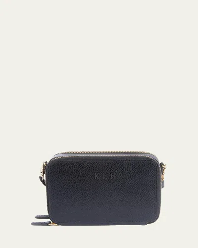 Royce New York Monogrammed Leather Crossbody Bag In Black