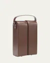 Royce New York Monogrammed Leather Double Wine Bottle Carrying Case In Brown