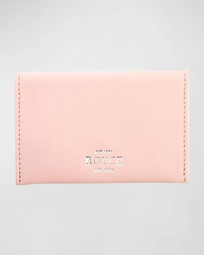Royce New York Monogrammed Leather Envelope Style Card Holder In Blush Pink