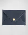 Royce New York Monogrammed Leather Envelope Style Card Holder In Navy Blue